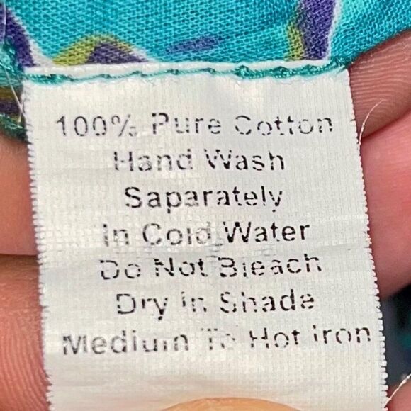 Biba Short Dress Kaftan Beach Cover Up V-Neck %100 Cotton Floral Print Size US M - Picture 6 of 9